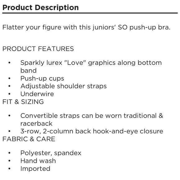 SO Intimates, Convertible, Dark-Gray and White “Love”Underwire Bra. 34C. - Picture 11 of 11